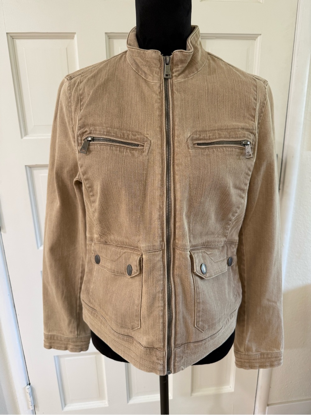 LRL Lauren Jeans Co Ralph Lauren Khaki Utility Zip Jacket Size 12
